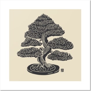 Woodblock Bonsai Tree Posters and Art